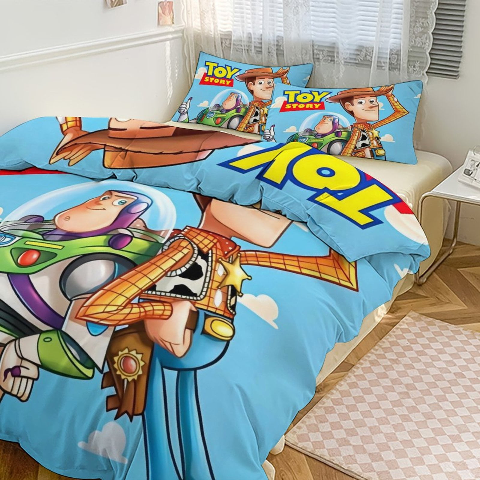 Buzz Lightyear Cartoon Sheet Set 3 Piece Bedding Set Cute Christmas ...