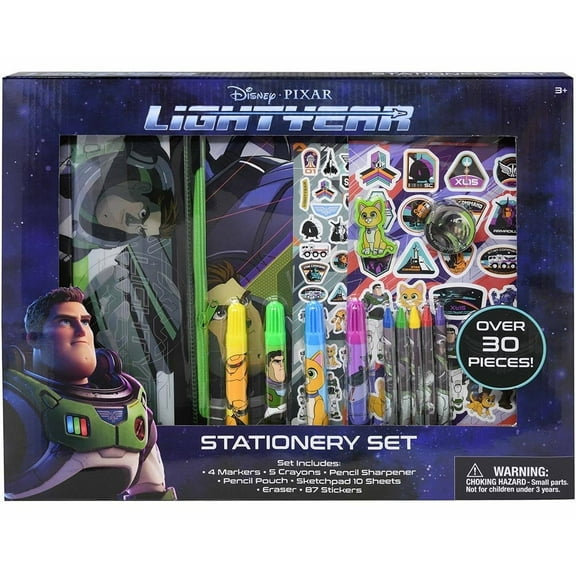 Buzz Lightyear Over 30pc Stationery Set in Box, Makers, Crayons, Pencils, and More