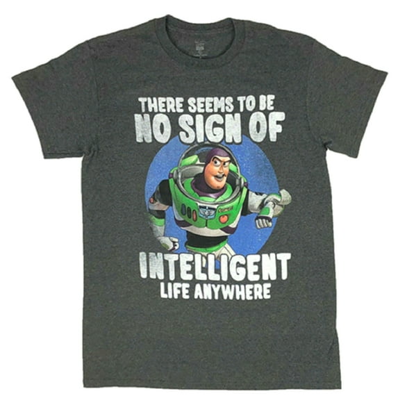 Buzz Lightyear "There Seems to Be No Intelligent Life" Men's Gray T-Shirt (Medium)