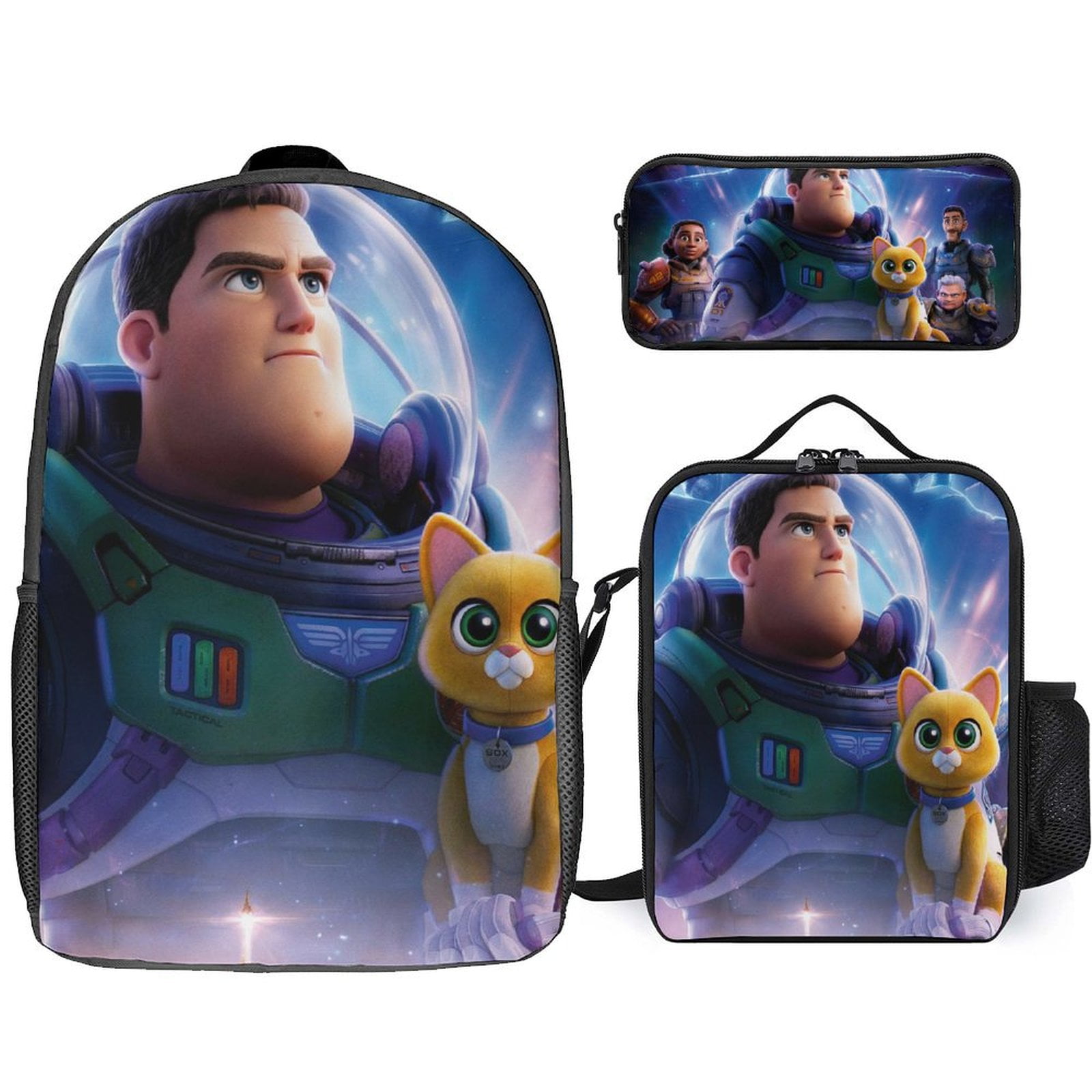 Buzz Lightyear Toy Story 3Pcs Backpacks Sets Book Bag with Lunch Bag And Pencil Case for Work Office Travel