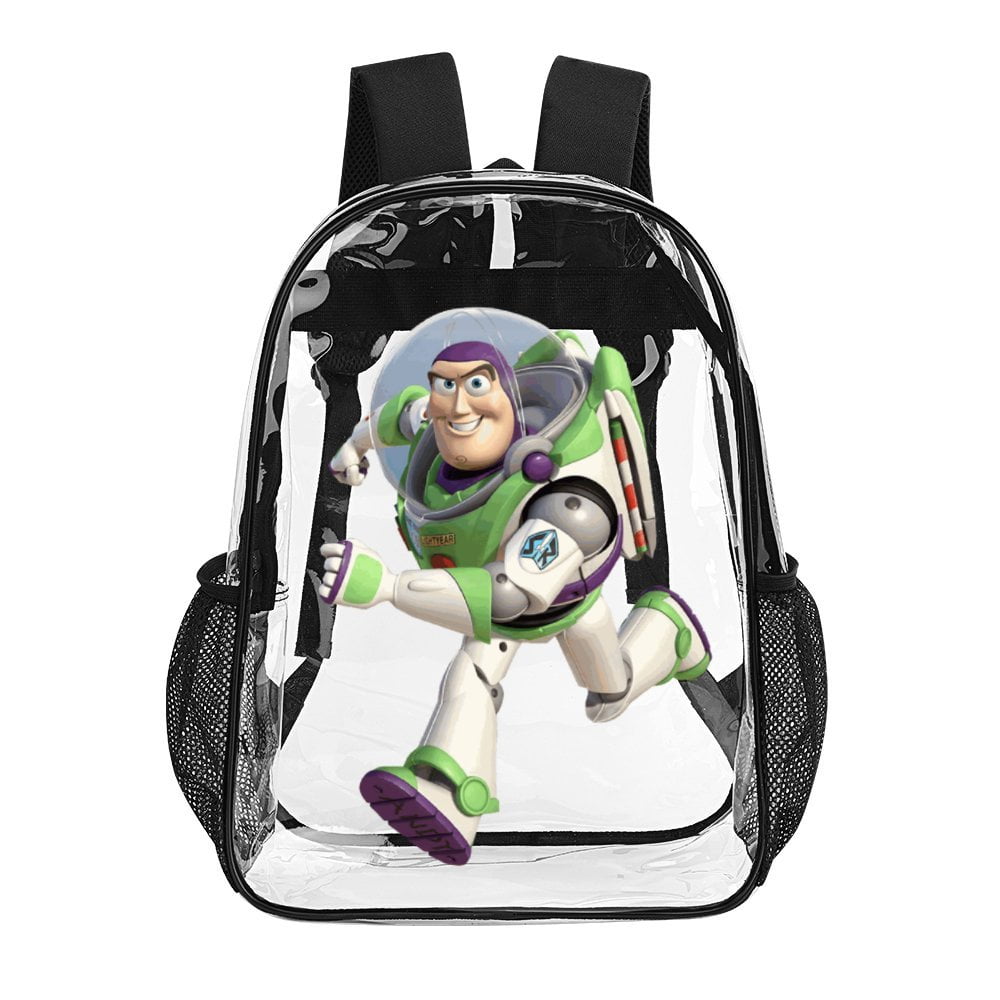 Buzz Lightyear Toy Story Clear Backpack Heavy Duty Transparent Backpack See Through Book Bag for College School Travel Work Sports