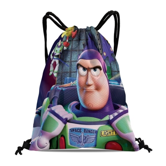 Buzz Lightyear & Toy Story Waterproof Drawstring Sack:Perfect for fitness, hiking, swimming, travel, beach, and shopping, sized at 15.7*17.7 inches.