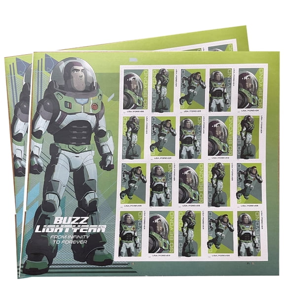 Buzz Lightyear USPS First Class Forever Postage Stamps 2 Sheets of 20 Go Beyond Toy Story Disney Pixar Space Birthday Anniversary Wedding Celebrate (40 Stamps)