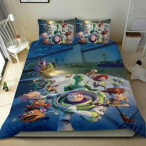 Buzz Lightyear-themed Bed Sheet Set Three Piece Set Comfortable And Skin Friendly Unique Design Home Decor Gifts For Family Friends fans54x79Inches135cm*200cm