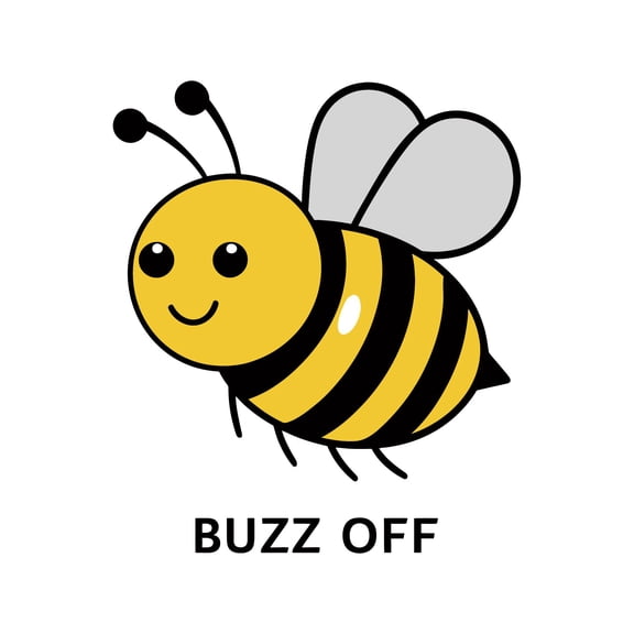 Buzz Off Cute Cartoon Honey Bee Buzzing Animal Wall Art Sticker Designs Vinyl Stickers For Home House Walls Rooms Windows Bedroom Decoration Size (20x20 inch)