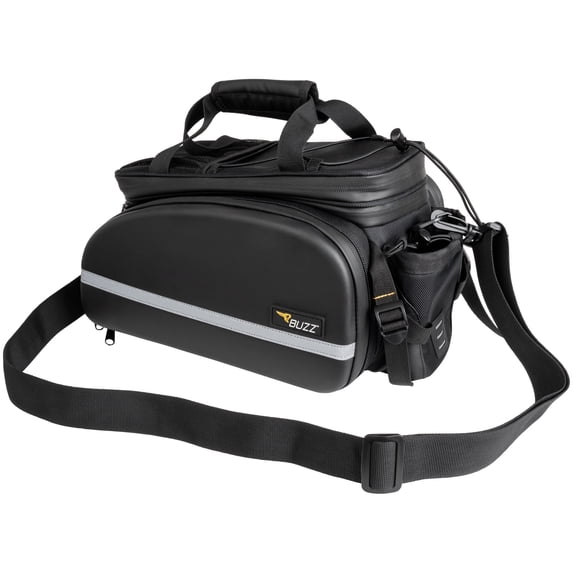 Huffy Buzz Rear Rack Dual-Sided Pannier, Buzz e-Bike Compatible, Waterproof, Expandable, Black