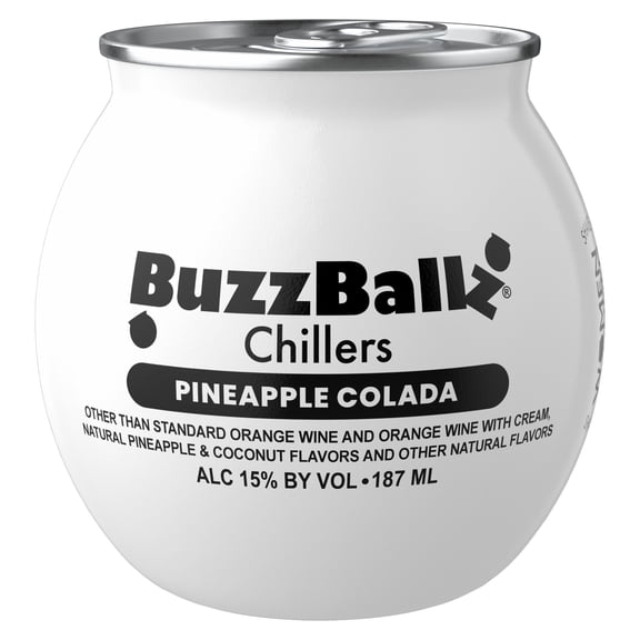 BuzzBallz Chillers Pineapple Colada, 187 mL Can, ABV 15%