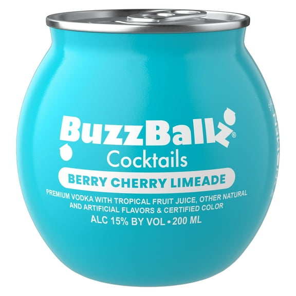 BuzzBallz Cocktails Berry Cherry Limeade 200 mL Can, ABV 15%