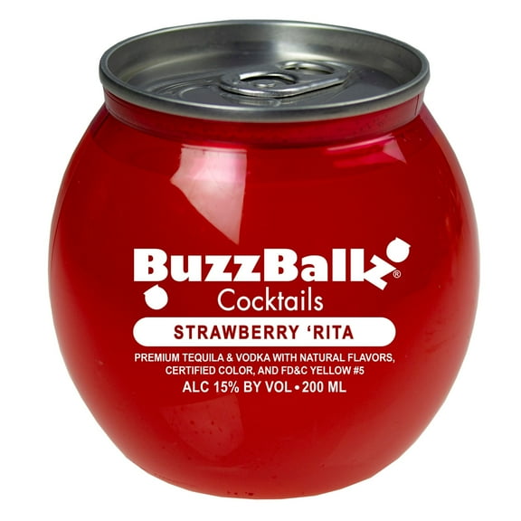 BuzzBallz Cocktails Strawberry 'Rita, 200 mL Can, ABV 15%