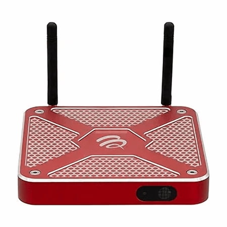 BuzzTV X5 SS Android 13 TV Box, 4GB DDR4 RAM, 128GB Storage, Scarlet Red Aluminum, Voice-Controlled Remote, Wireless AX, USB-C, Global Power Adapters