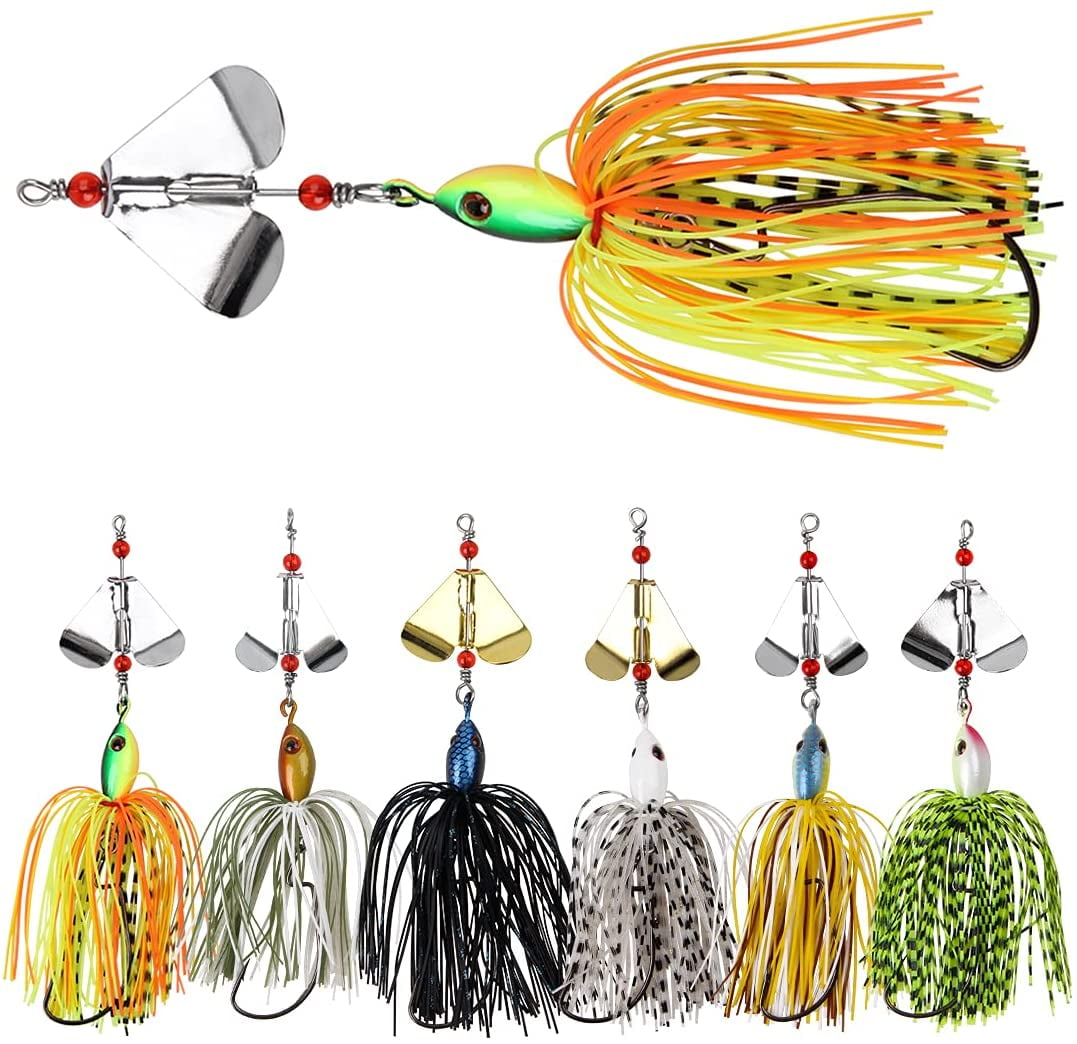 Buzzbait Spinnerbait Fishing Lures Kit Set, 6pcs Bass Fishing Lure  Multicolor Bass Trout Salmon Metal Spinner Baits Swim Jigs Freshwater  Saltwater ...