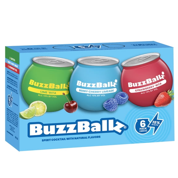 BuzzBallz Variety Pack Cocktail, 6-Pack 200ml, 30 Proof (15% ABV)