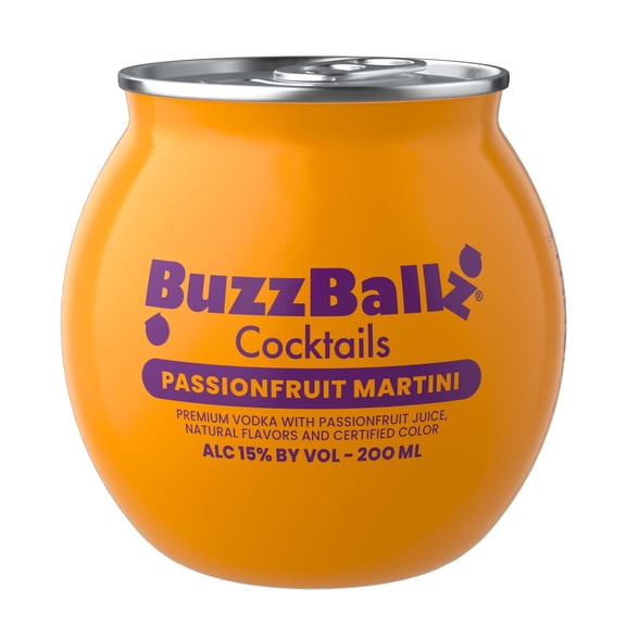 BuzzBallz Cocktails Passionfruit Martini 200 mL Can, ABV 15%