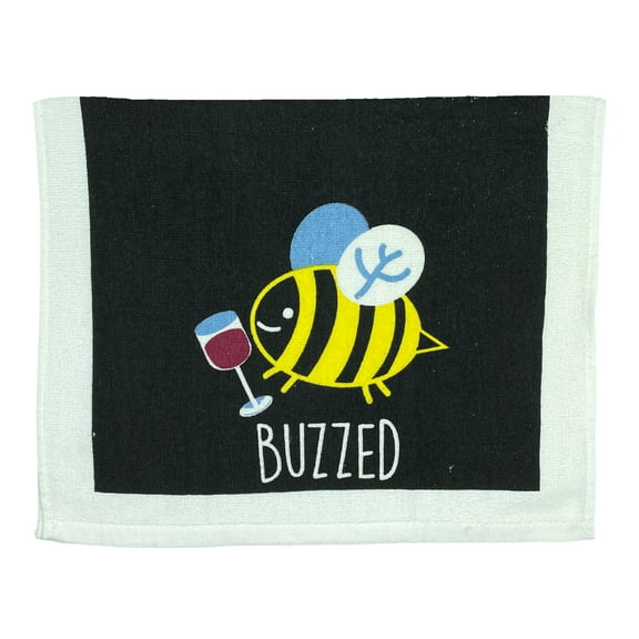 Buzzed Funny Wine Drinking Bumble Bee Tea Towel