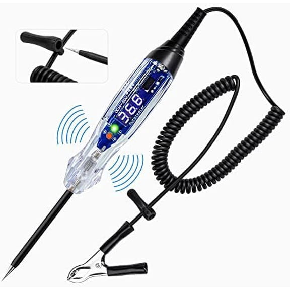 Buzzer Test Light Automotive, 4-60V DC LED Digital Circuit Tester, Heavy Duty Light Tester with Voltmeter, Auto Tester Electric Probe Test Pen for Fuse, , Polarity