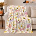 thumbnail image 1 of Buzzing Bee Flowers Easter Theme Whimsical Watercolor Art, Festive Botanical Garden Scene, Warm Flannel Blanket for Sunroom and Reading Nook, Garden Lovers Easter Gift, Festive Home Decor, 1 of 9