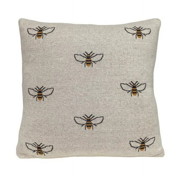 Buzzing Bee Transitional Throw Pillow, Beige
