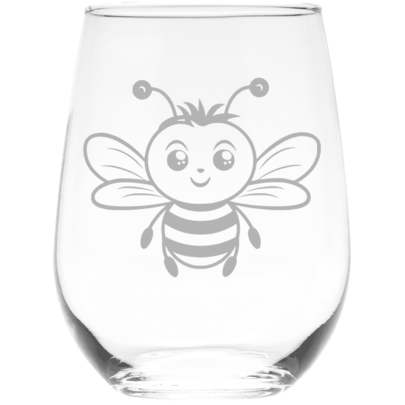 C&M Personal Gifts 17 oz  Buzzing Bumblebee Stemless Wine Glass - Bee Design