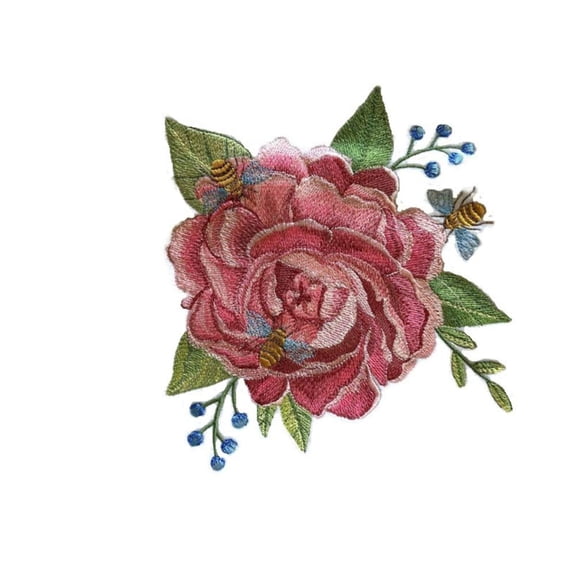 Buzzing Summertime Bloom Flower Embroidered Iron on/Sew Patch