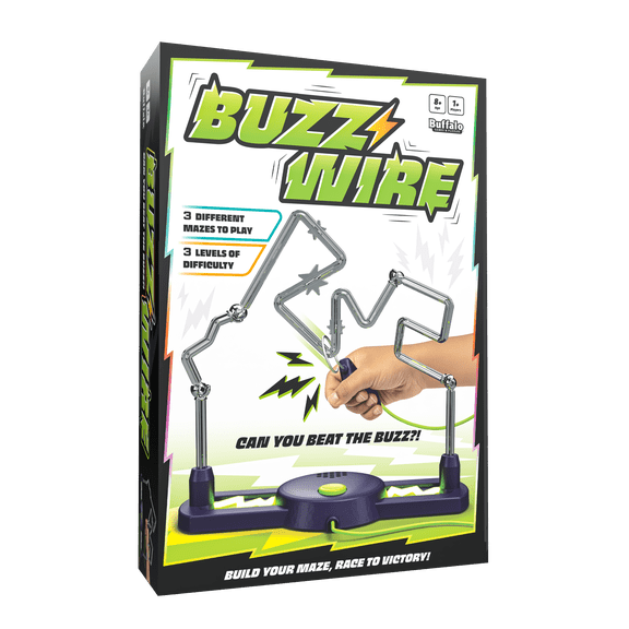 Buffalo Games - Buzzwire Dexterity Game, Fast Action for Teens, Family and Kids Ages 8+, with Buzzer Maze Challenge, 1+ Players