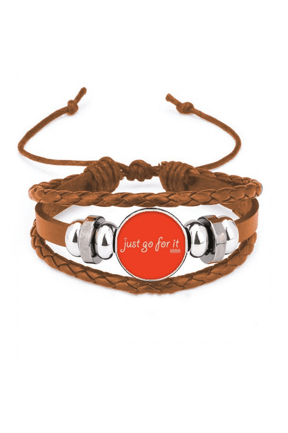 Buzzword Just Go For It Art Deco Fashion Bracelet Wristband Leather Jewelry Ornament
