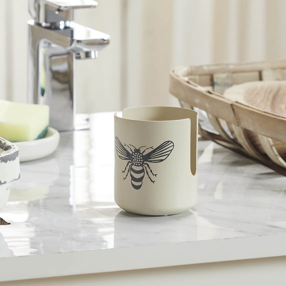 VHC Brands Buzzy Bees Metal Kitchen Sponge Holder Antique White 2.8x3.2, Spring Decor, Home Container Decorations, Spring and Easter Decoration