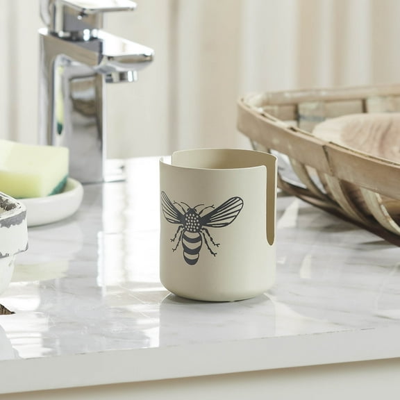 VHC Brands Buzzy Bees Metal Kitchen Sponge Holder Antique White 2.8x3.2, Spring Decor, Home Container Decorations, Spring and Easter Decoration