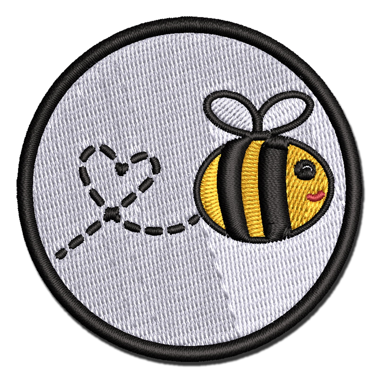 Buzzy Bumble Bee with Heart Applique Multi-Color Embroidered Iron-On Patch - 3.5 Inch Large