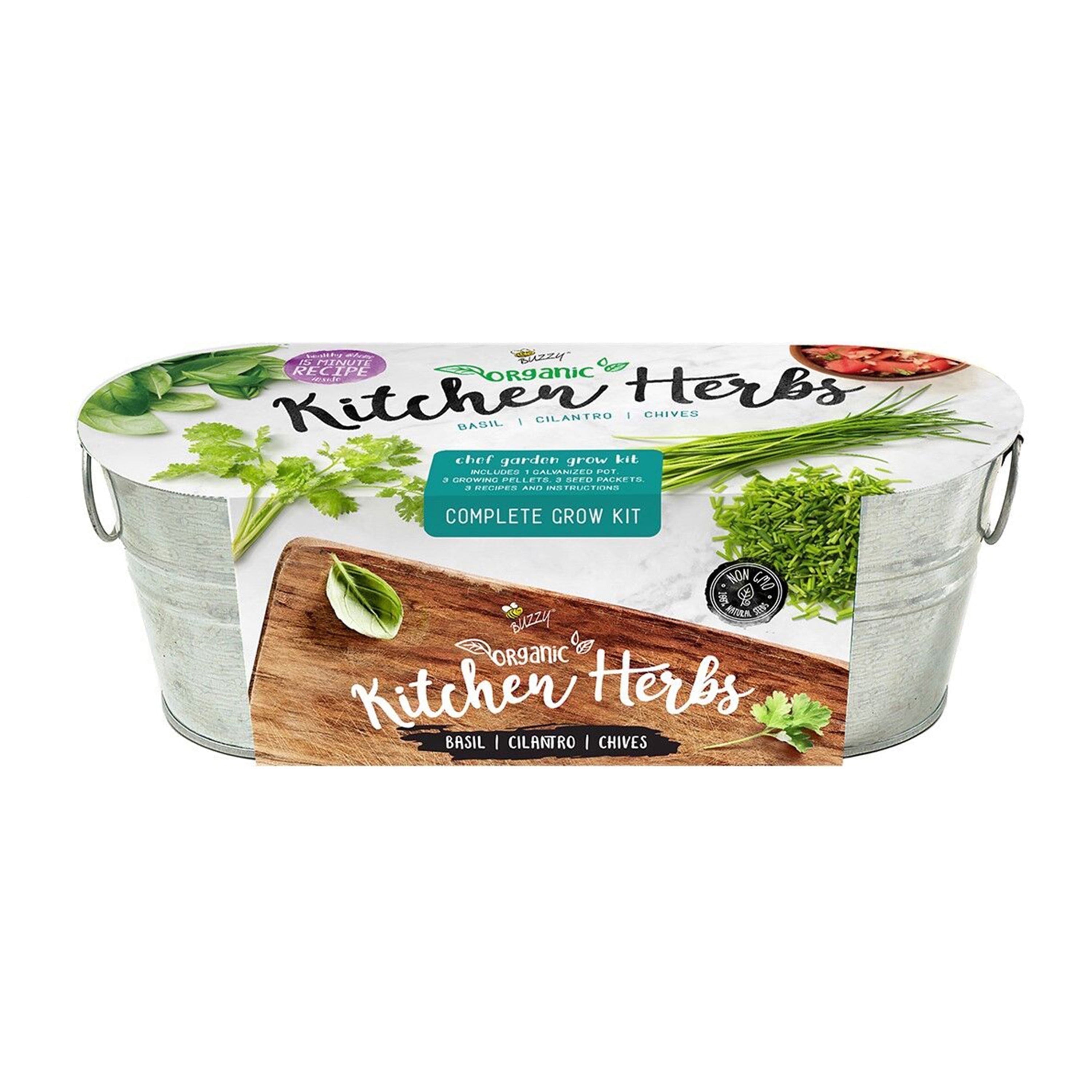 Organic Herb Windowsill Grow Kit with Galvanized Container