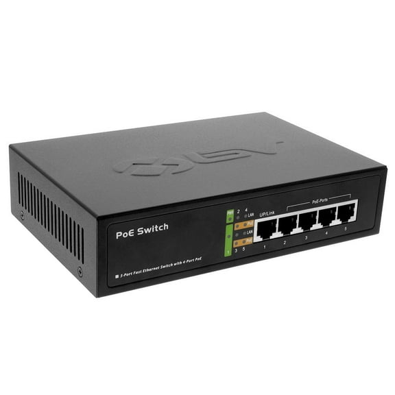 Bv Tech PoE Switch,Camera Inputs 4,4-29/32" L LTPOE-SW502