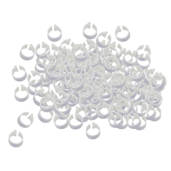 Bvdfgk 100PCS Clip snap Plastic Bird Ring Leg Bands Parrot Finch Canary Grouped Ring, 7 White