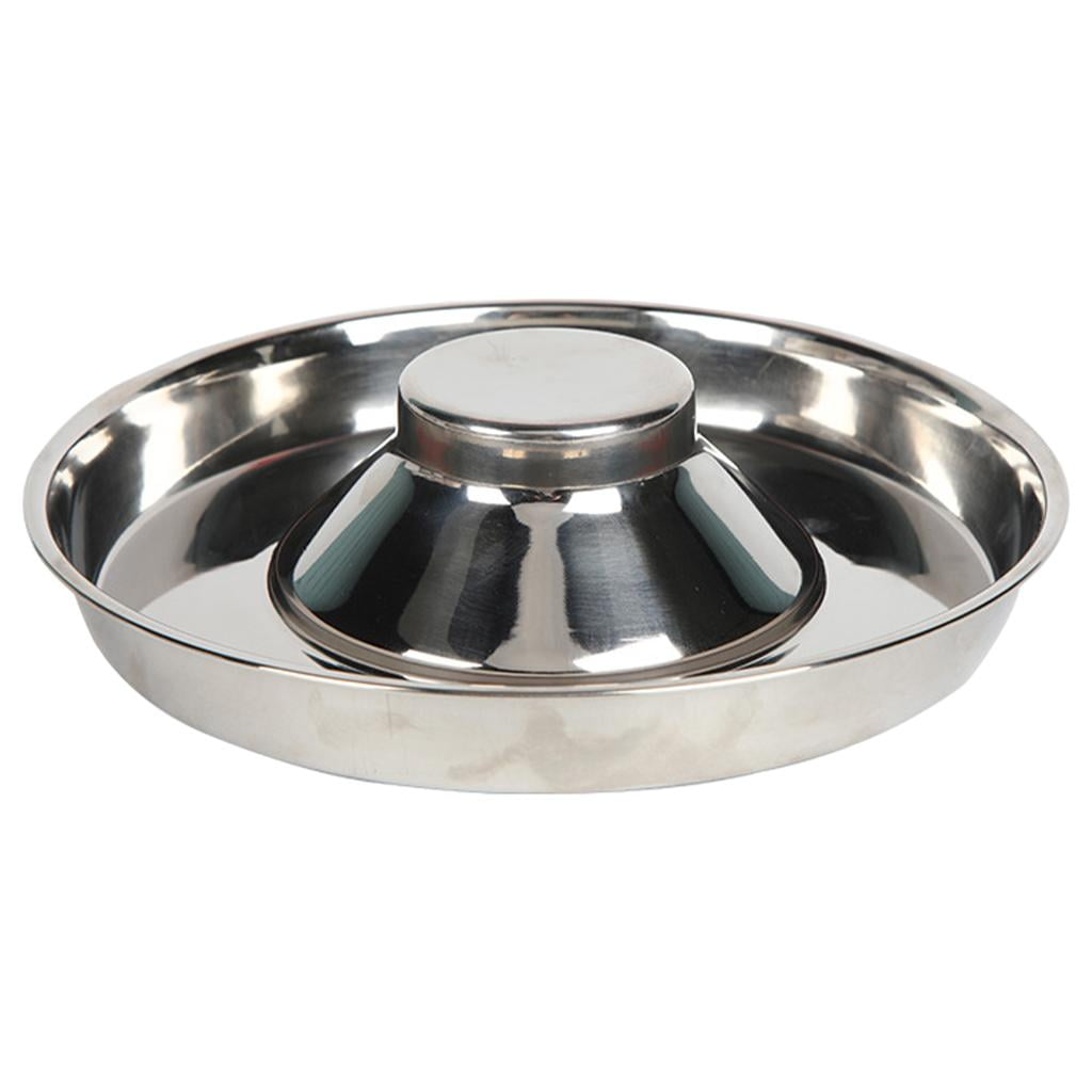 Bvdfgk 1x Durable Pet Slow Feeder Stainless Steel Bowl Food Feeding Dog Cat Silver Anti M 30cm
