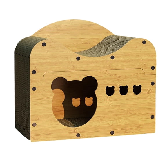 Bvdfgk 2 in 1 Cat Scratching House, Durable Wear-Resistant Cardboard Cube Cat Crate for