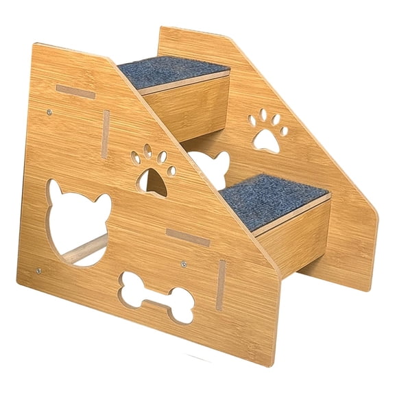 Bvdfgk Animal Steps Animal Ramps Animal Cat Wood Solid Material Cartoon Design Non-Slip 2 Layers
