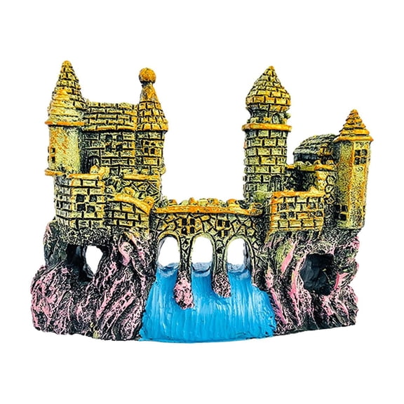 Bvdfgk Aquarium Castle Decorations Castle Cave Resin Fish Tank Decorations for Aquarium Yellow