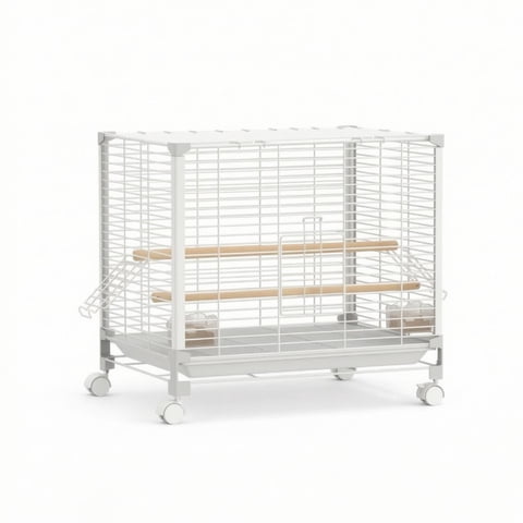 Bvdfgk Bird Cage with Wheels Easy Cleaning Rolling Bird Cage Aviary Secure Pull-out for M