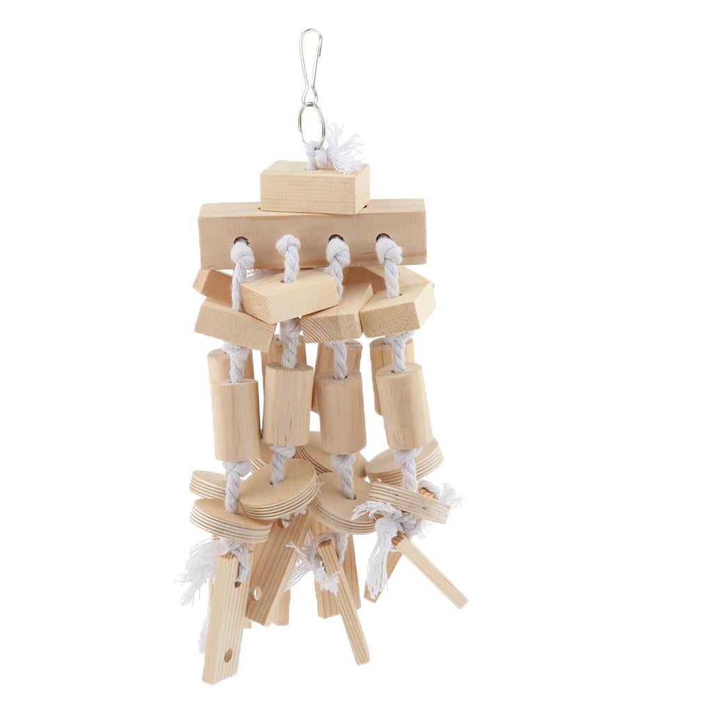 Bvdfgk Bird parrot chew toy wood blocks chew toy for medium sized Wooden