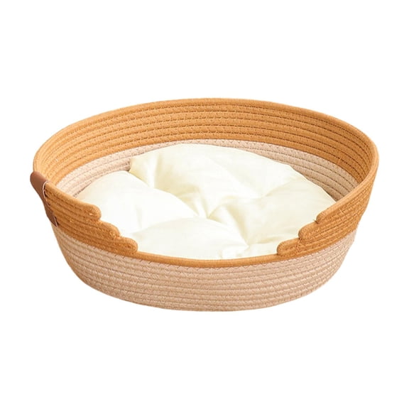 Bvdfgk Cat Bed Basket Dog Bed with Cushion Breathable Portable Scratch Resistant Lounge S