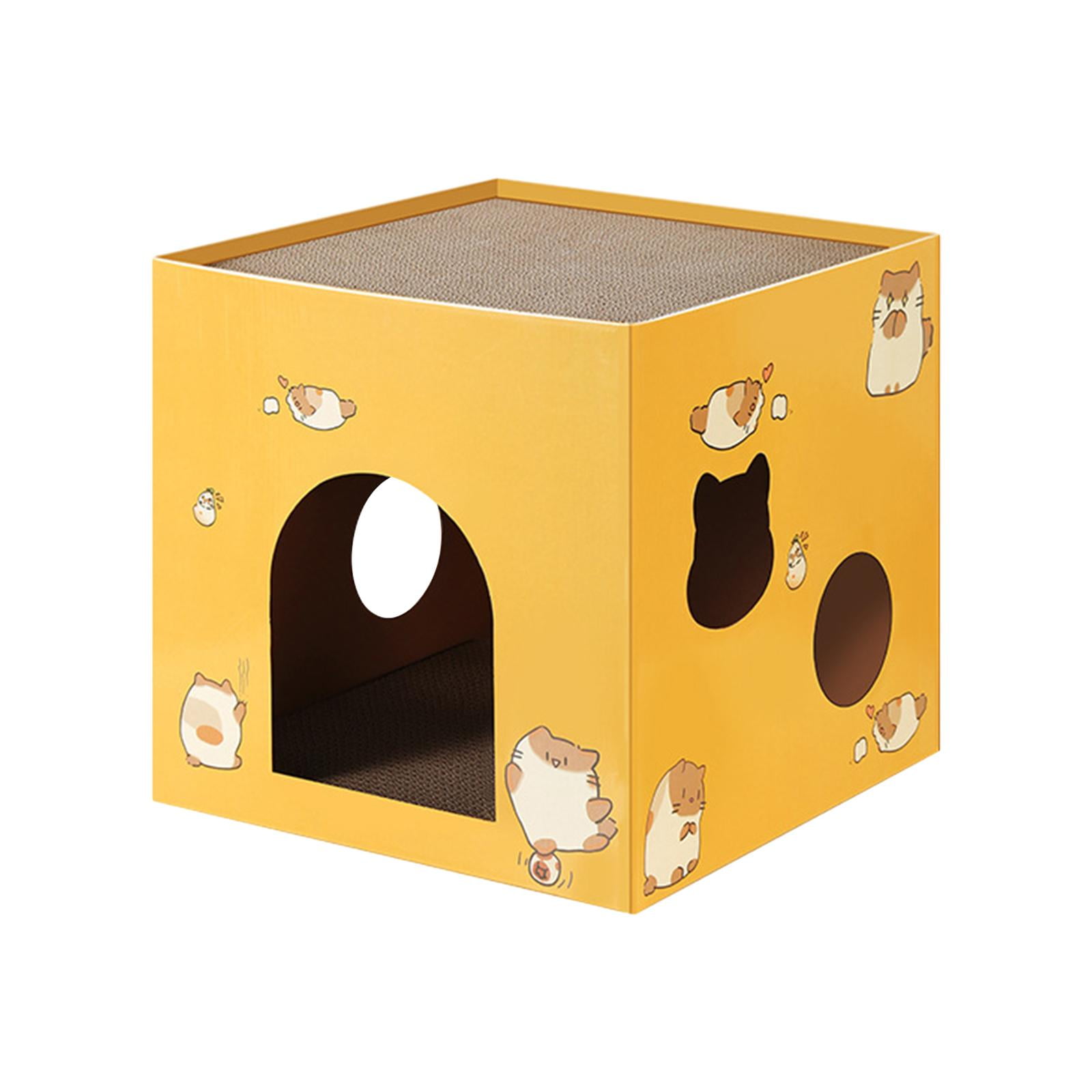 Bvdfgk Cat Box Cats Bed Pet Supplies Accessories with Scratch Pads Corrugated Cardboard Yellow S
