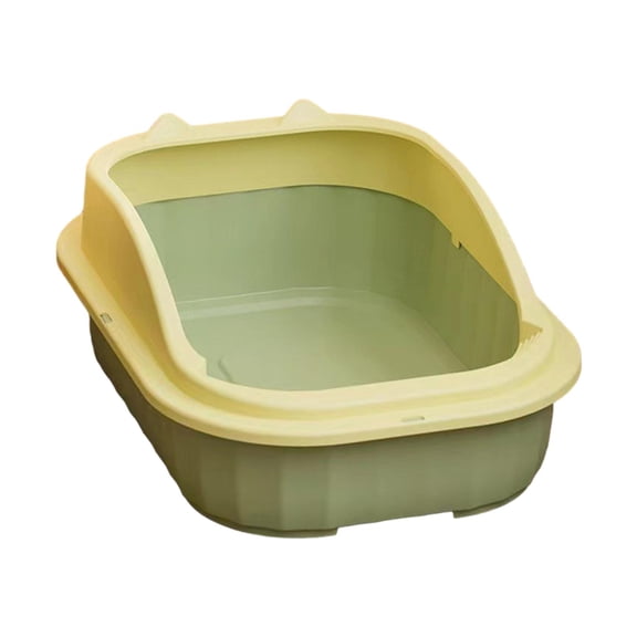 Bvdfgk Cat Litter Box Deep Toilet Splashproof Bedpan Sandbox Easy to Clean Kitty Litter Green