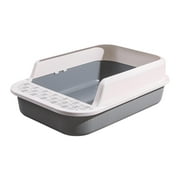 Bvdfgk Cat Litter Box Detachable Open Top Pet Litter Tray Splashproof Semi Closed Large White and Gray
