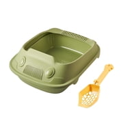 Bvdfgk Cat Litter Box, with High Side Durable with Scooper Cat Litter Tray Open Top Pet Green 37x51x19.5cm