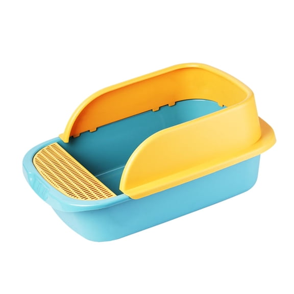 Bvdfgk Cat Litter Box with Scoop Semi Closed Open Toilet Sand Box Container, Pet Litter Yellow Green