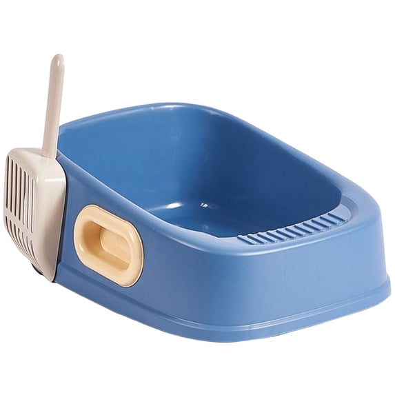 Bvdfgk Cat Litter Tray Kitty Litter Pan Cat Litter Container Cat Sand Box Portable Deep Blue