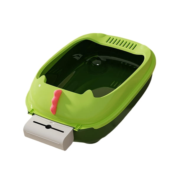 Bvdfgk Cat Litter Tray Pet Litter Tray Deep Litter with High Sides Potty Toilet Pan for Green Base50X35X20CM
