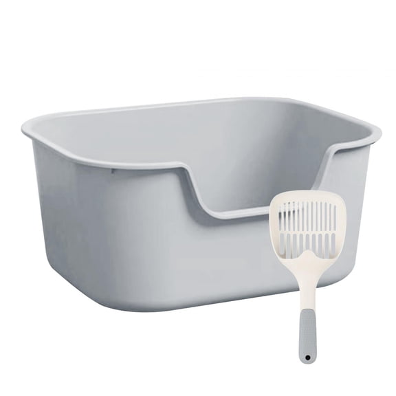 Bvdfgk Cat , Open Top Pet Litter Tray Sand Box Container, Kitten Toilet Splashproof Cat Gray