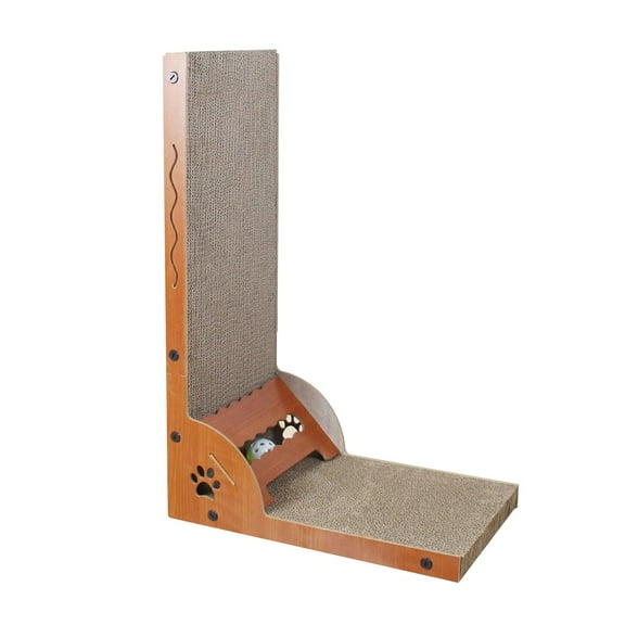 Bvdfgk Cat Scratcher Cardboard, L Shaped Cat Scratching Board with Ball Toy, Furniture Curved