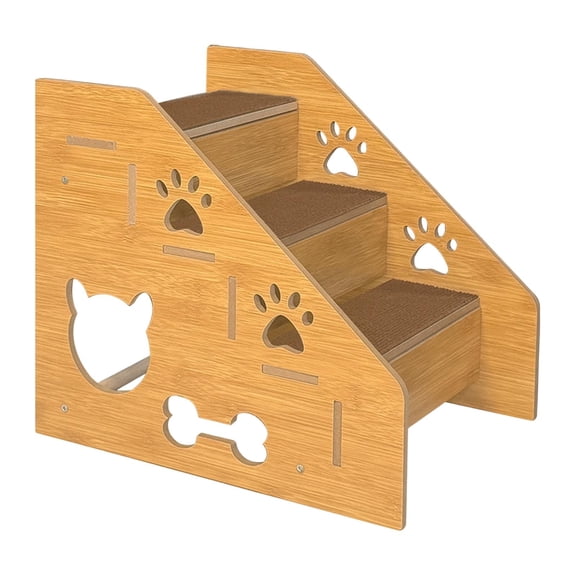 Bvdfgk Cat Stairs, Dog Stairs, Pet Ramp, Natural Wood Dog Steps, Non-Slip Mat, Enhanced 3 Layers