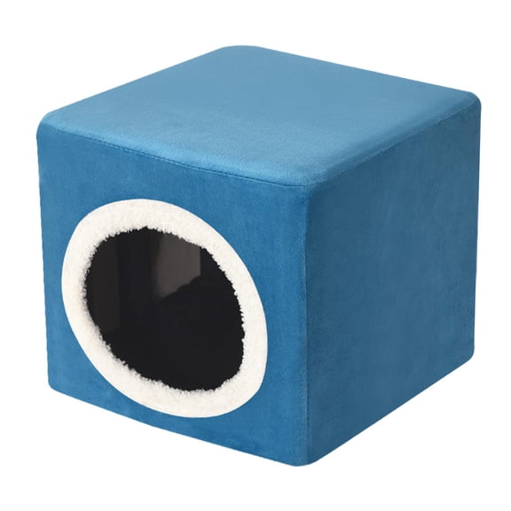 Bvdfgk Cat Stool Condo Hide Out Portable Sturdy Covered Cat Bed Cave Cat Bed for Indoor Blue