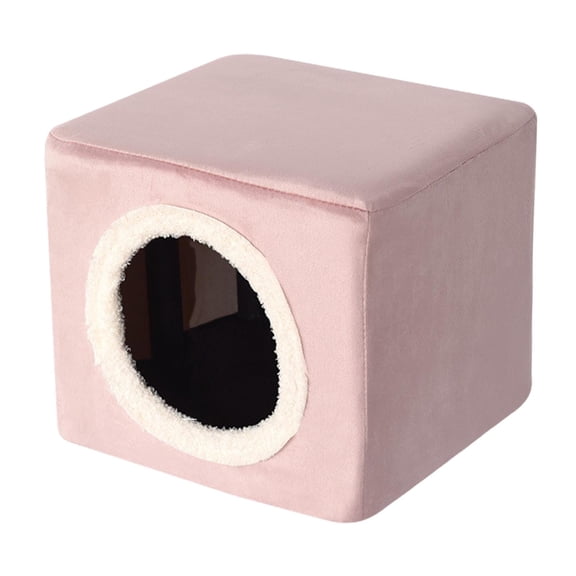 Bvdfgk Cat Stool Condo Hide Out Portable Sturdy Covered Cat Bed Cave Cat Bed for Indoor Pink